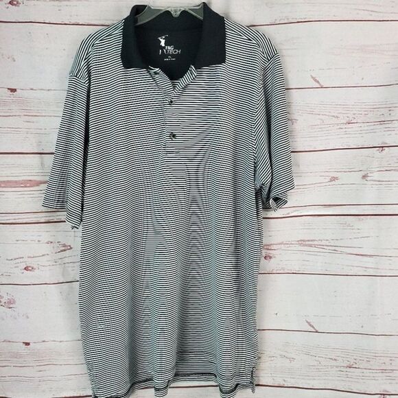 F&G Tech Short Sleeve Polo Shirt Striped Size XL Golf - Picture 1 of 5